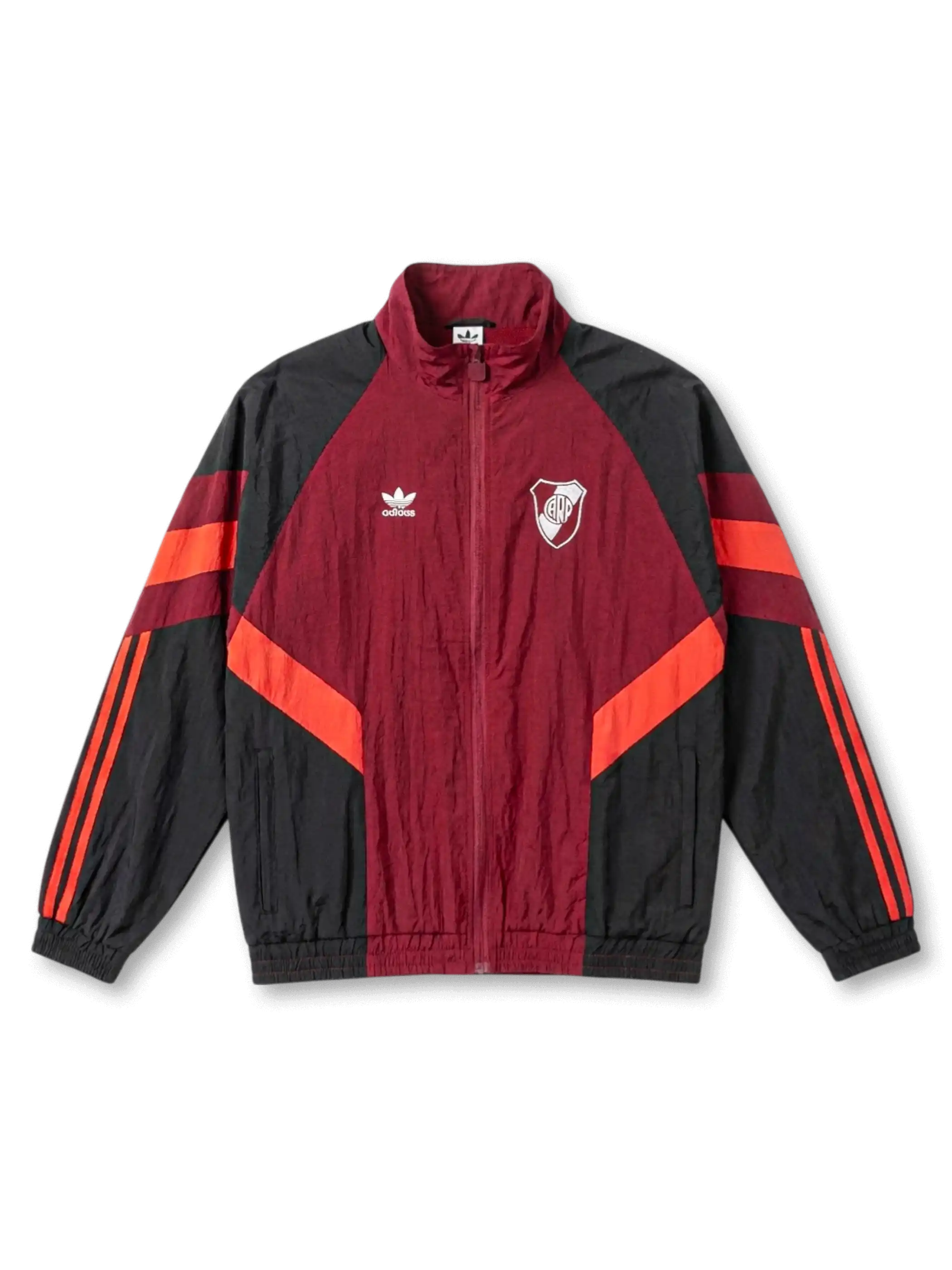 リーベル・プレート トラックジャケット バーガンディ×ブラック フロントデザイン